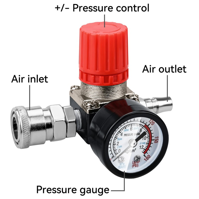 Preciva Air Compressor Pressure Regulator with Dial Gauge, 0-175 PSI
