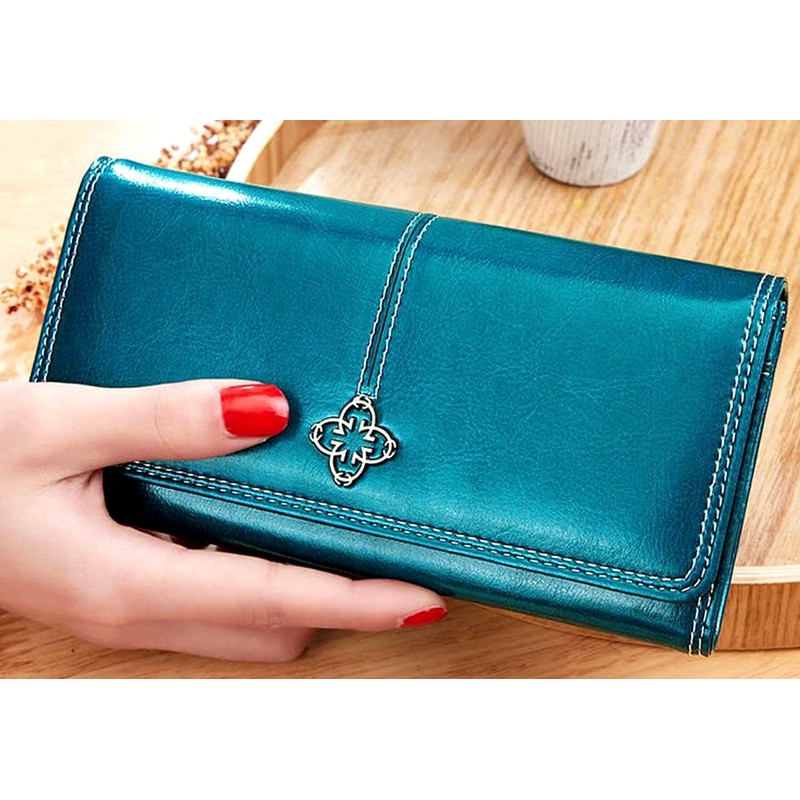 Zazaland Women's Long Wallet, Multi-functional, Leather, Cover, Button, Coin Purse,