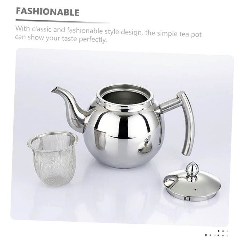 COLLBATH Stainless Steel Teapot with Strainer Compact Tea Kettle for