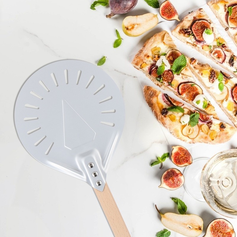 Pizza Shovel with 60cm Removable Wood Handle NonSlip Round Pizza