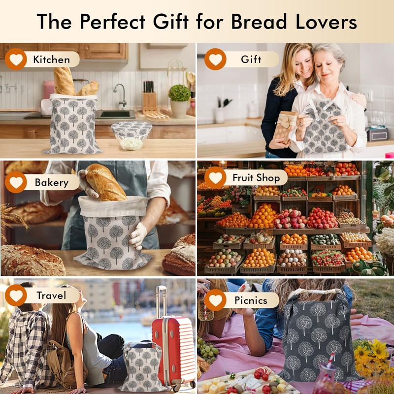 Sourdough Bread Bags & Proofing Bowl Covers, 2 Pack Reusable