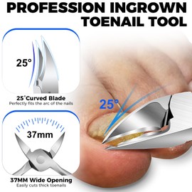 Toenail Clippers for Thick Toenails for Seniors, Angled Head Large Toe Nail Clippers Set for Men, Heavy Duty Ingrown Toenail Clippers with Wide Jaw, Ultra Sharp Slanted Nail Cutter with Long Handle