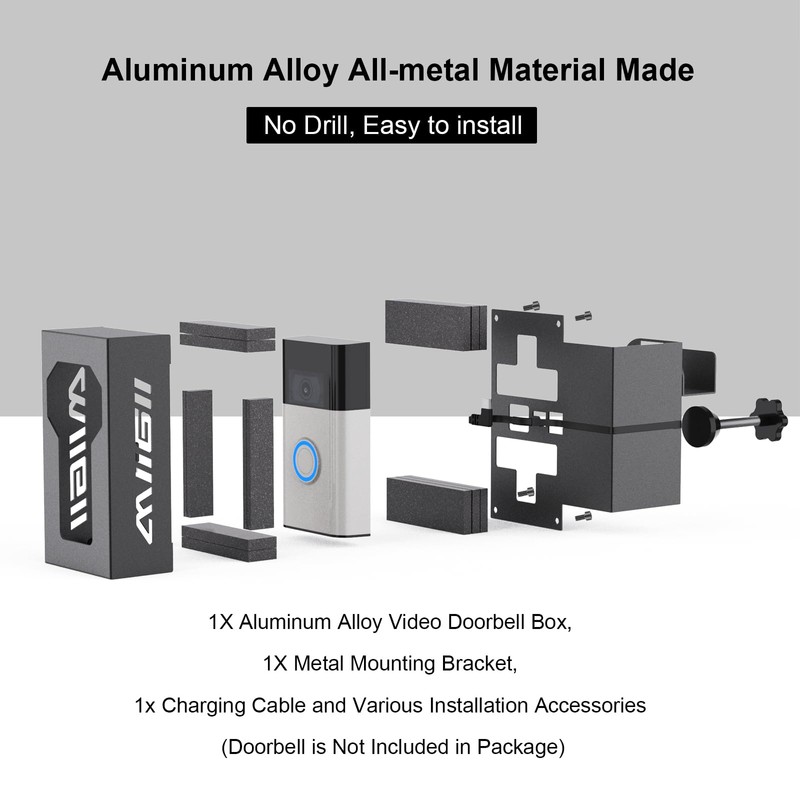 Bleu Clair Anti-Theft Video Doorbell Mount All Metal Compatible with