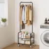 Aooda Small Clothes Rack with Shelves Metal Sturdy Rolling Clothing