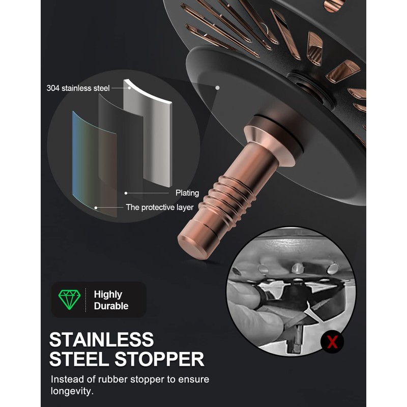BOTEMY B9171 Copper Kitchen Sink Drain Kit 3 1/2 Sink