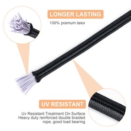 Aegero Elastic Bungee Cord, 1/4" x 25' Heavy Duty Bungie Cord,Kayak Stretch String Rope,Black Shock Cords,for DIY Projects,Kayak Strap Tarp Tie Down Canopy Boating Camping Tent Crafting Patio