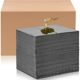 Hoolerry Oil Absorbent Pads Weight Dimpled Pad Garage Accessories Water Absorbent Mat Oil Spill Mat for Absorbing Protecting Home Garage Basement (100 Pcs,Gray,9.8 x 13 Inch)