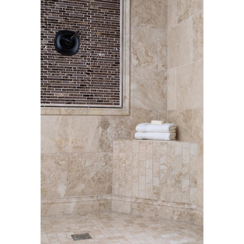 2x2 Cappuccino Marble Brushed Straight Edge Mosaic Tile (6" Swatch