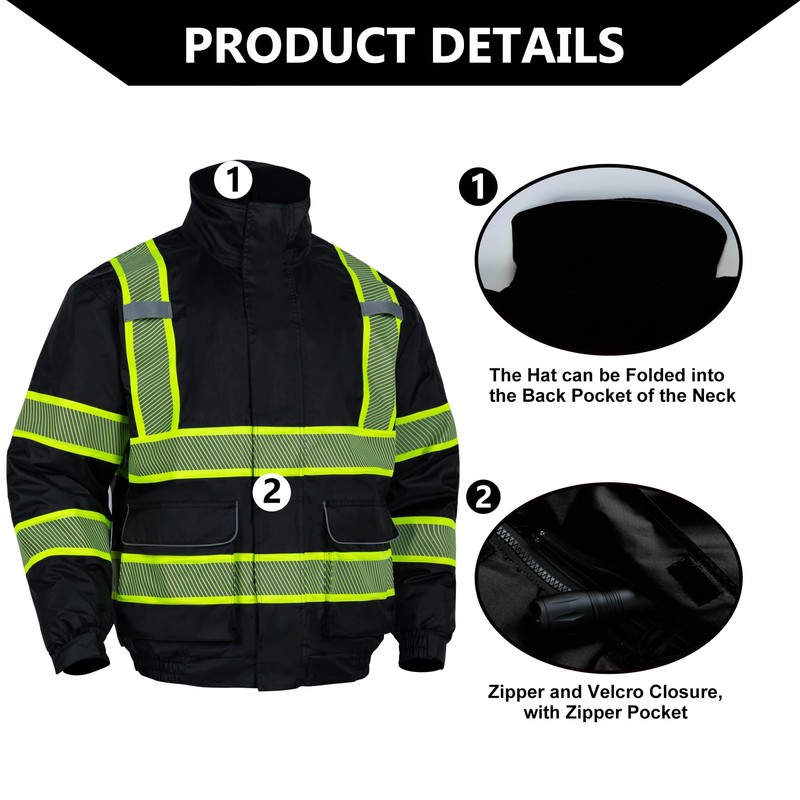 FONIRRA High Visibility Reflective Jackets for Men Waterproof ANSI Class