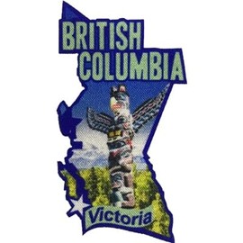 British Columbia Victoria Souvenir Embroidered Patch, 2 inches, Blue