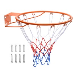 VEVOR Basketball Rim, Wall Door Mounted Basketball Hoop, Heavy Duty Q235 Basketball Flex Rim Goal Replacement with Net, Standard 18" Indoor and Outdoor Hanging Basketball Hoop