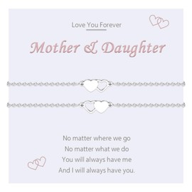 MANVEN Mother Daughter Bracelet Gift for Mother and Daughter Heart Bracelet Made of 316L Stainless Steel for Girls Women Birthday Gift Mum and Me Jewellery Daughter Gifts from Mum