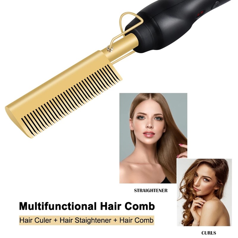 Multifunctional Hair Comb Wet and Dry Hot Heating Curling Straightening