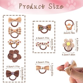 20pcs Dog Hair Bows, Brown Dog Bows for Small Size Dog Cute Bows for Dogs Flower Pet Puppy Bows Elastic Dog Hair Ties Puppy Hair Bows Accessories for Teddy Dogs Yorkies