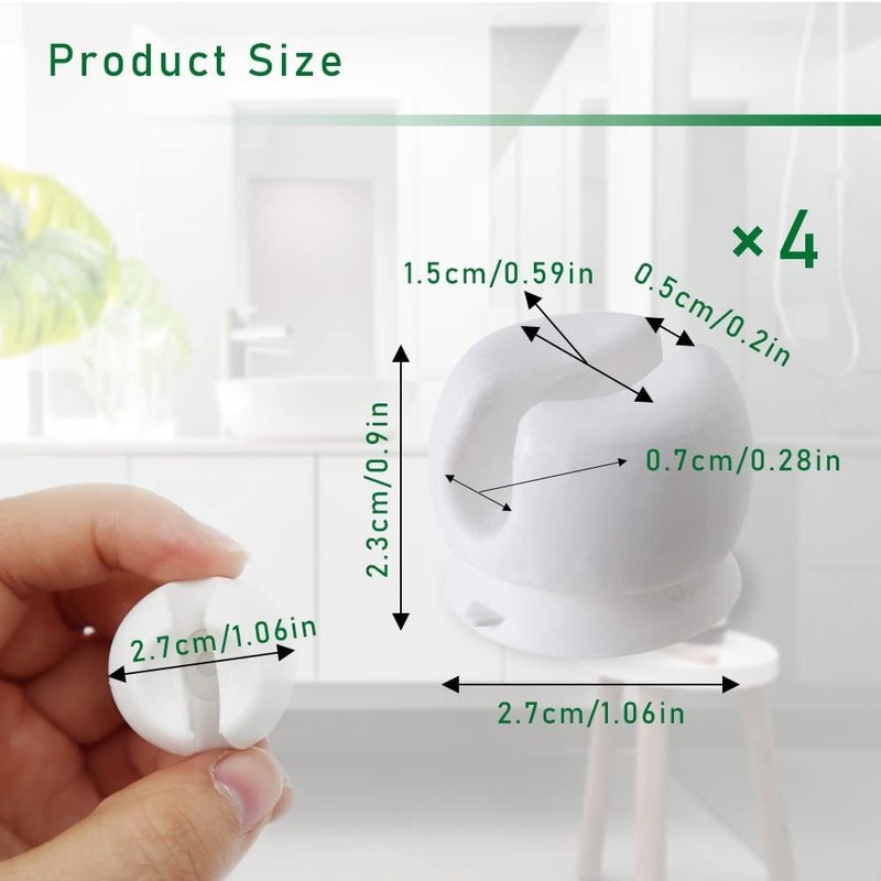4 Pcs White Toothbrush Holder with Suction Cup, Wall-Mounted Toothbrush