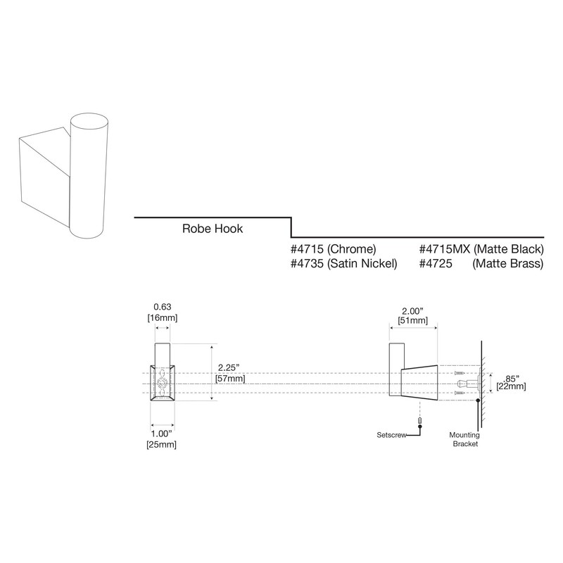 Gatco 4715 Bleu Robe Hook, Chrome