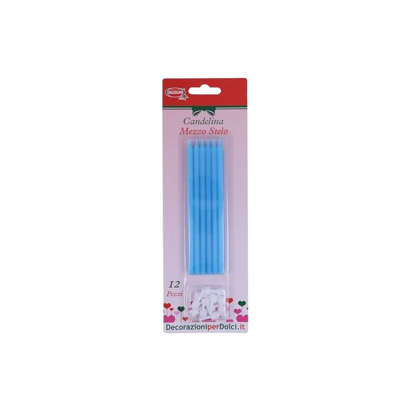Candelina Mezzo Stelo Celeste 12 Pz