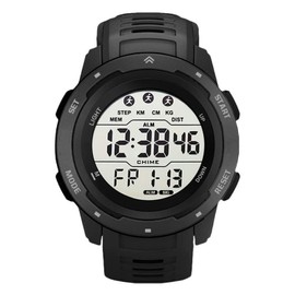 TOPINCN Digital Sports Watch, WR50M Waterproof Outdoor Luminous Multifunction Running Watch for Men (Black)