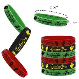 CupaPlay 24 PCS Happy Juneteenth Day Party Favors Rubber Bracelets - Freedom Day Patriotic Party Supplies Goodie Bag Stuffers Fillers Silicone Wristbands