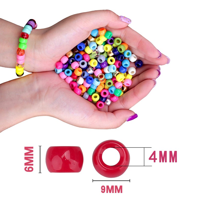 Greentime Pony Beads Bracelets Making Kit, 9mm Pony Beads Rainbow