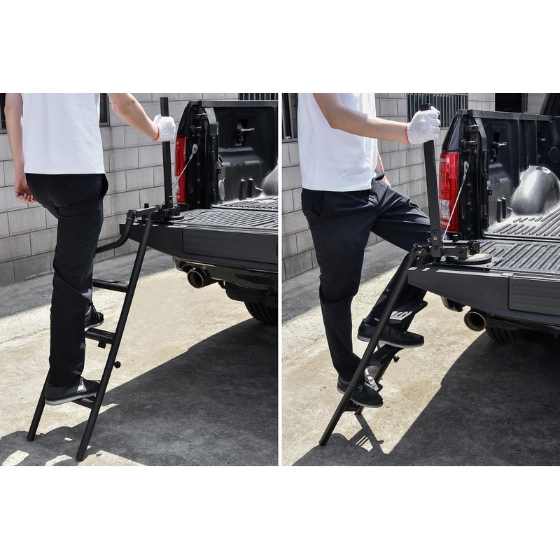 45" Foldable Pickup Truck Tailgate Ladder with Grab Handle, 360°