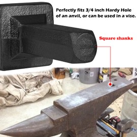 Blacksmith Anvil Hardy Cutter Tool 3/4 inch Shaft Hot Cut Tool Blacksmith Anvil Forge Tool Shank Cutter (Black)