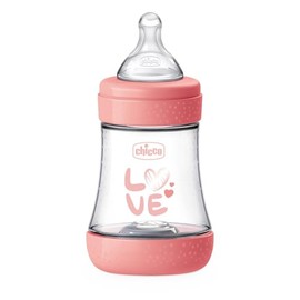 Chicco Perfect 5 Anti-Colic Bottle 150 ml, Slow Flow Bottle 0 Months + with Soft Silicone Teat, 150 ml Biofunctional Bottle with Intui-Flow System, Pink