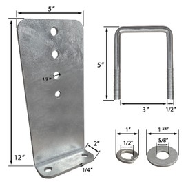 A.A 8 Pack 12" Galvanized L-Type Bunk Bracket Kit for Boat Trailer, fits 3x3 Cross Members, Heavy Duty (8 Pack)