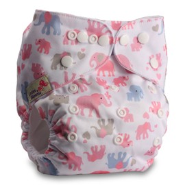 Littles & Bloomz, Reusable Pocket Cloth Nappy, Fastener: Popper, Set of 1, Pattern 57, with 1 Bamboo Charcoal Insert
