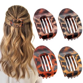 Flat Hair Clips for Women,4 Pack Ergonomic Curved Hair Claw Clips for Thick Thin Curly Hair, Strong Hold (ColourC)