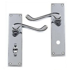 Victorian Scroll Polished Chrome Lever Bathroom WC Door Handles (58224)