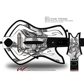 Chrome Skull on White Decal Style Skin - fits Warriors Of Rock Guitar Hero Guitar (GUITAR NOT INCLUDED)