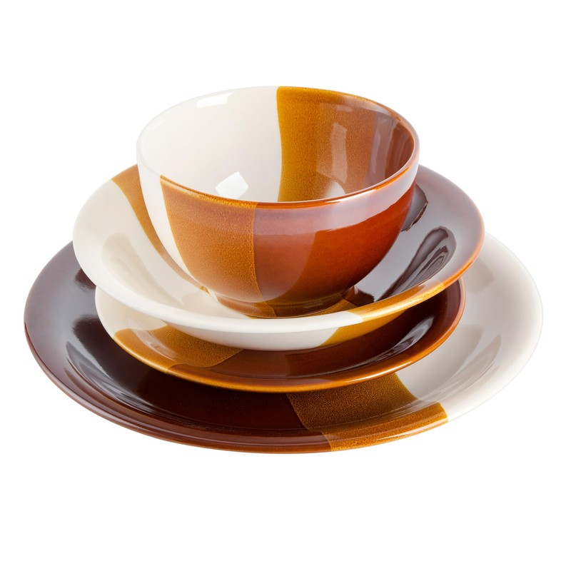 Gibson Elite Autumn Canopy Stoneware Double Bowl Plates and Bowls