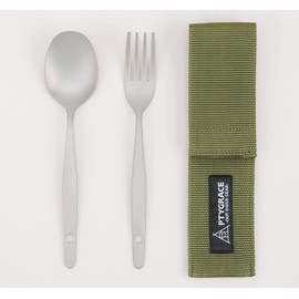 Katsurika Shoji PTYGRACE Titanium Spoon and Fork Set, Large, Storage Case Included, Made in Japan