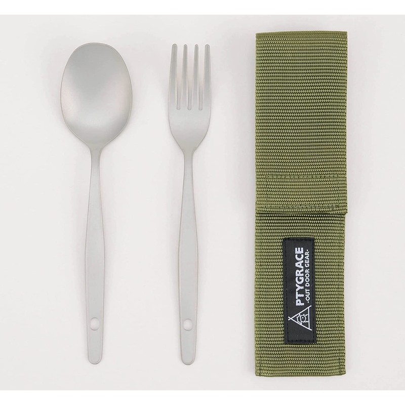 Katsurika Shoji PTYGRACE Titanium Spoon and Fork Set, Large, Storage