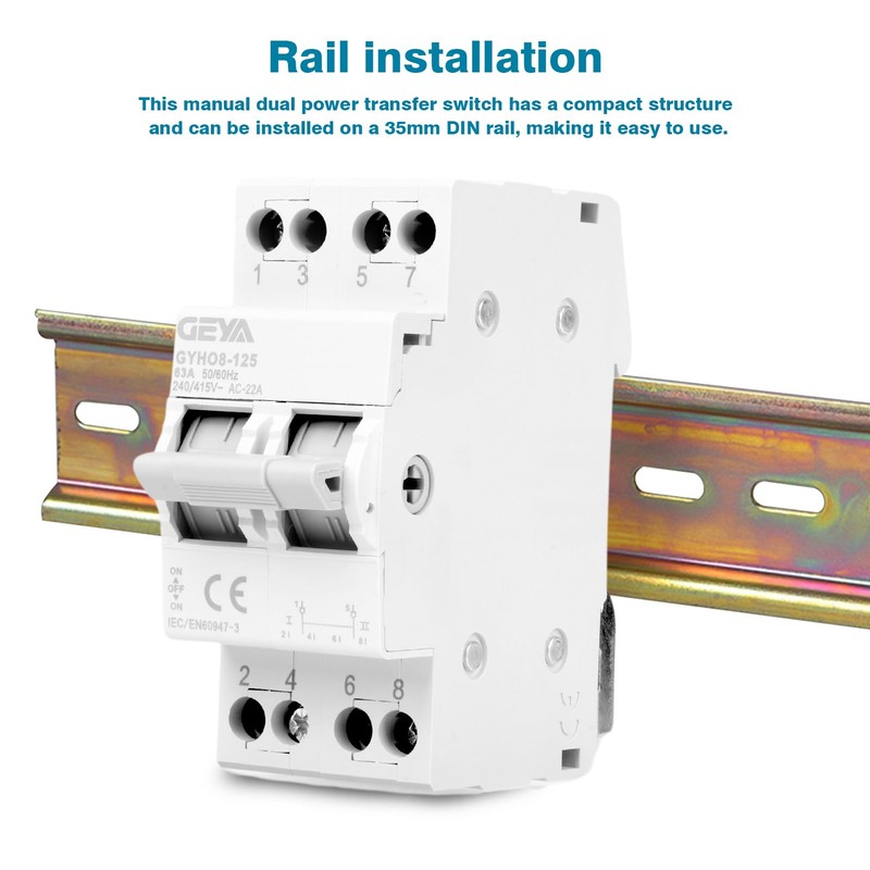 GEYA Switch 2P 63A Load Disconnect Dual Power Manual Transfer