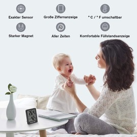 Sonomo Thermo-Hygrometer, Set of 3, Indoor Thermometer, Digital Room Thermometer, Humidity Meter for Indoors, Living Room, Baby Room, Office