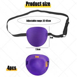 AZWOOD Eye Patch, Pack of 4 Adjustable Medical Eye Patches for Left or Right Eyes, Lazy Amblyopia, Recovery Phase, Comfortable 3D Cover, Pirate Eye Patch for Children and Adults (2 Blue, 2 Purple)
