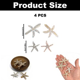 4PCS Starfish Hair Clips for Women, Rhinestone Pearls, Elegant Sea Star Snap Hair Clips, Crystal Ponytail Holders, Large Decorative Hair Barrettes Wedding Accessories for Women Bride