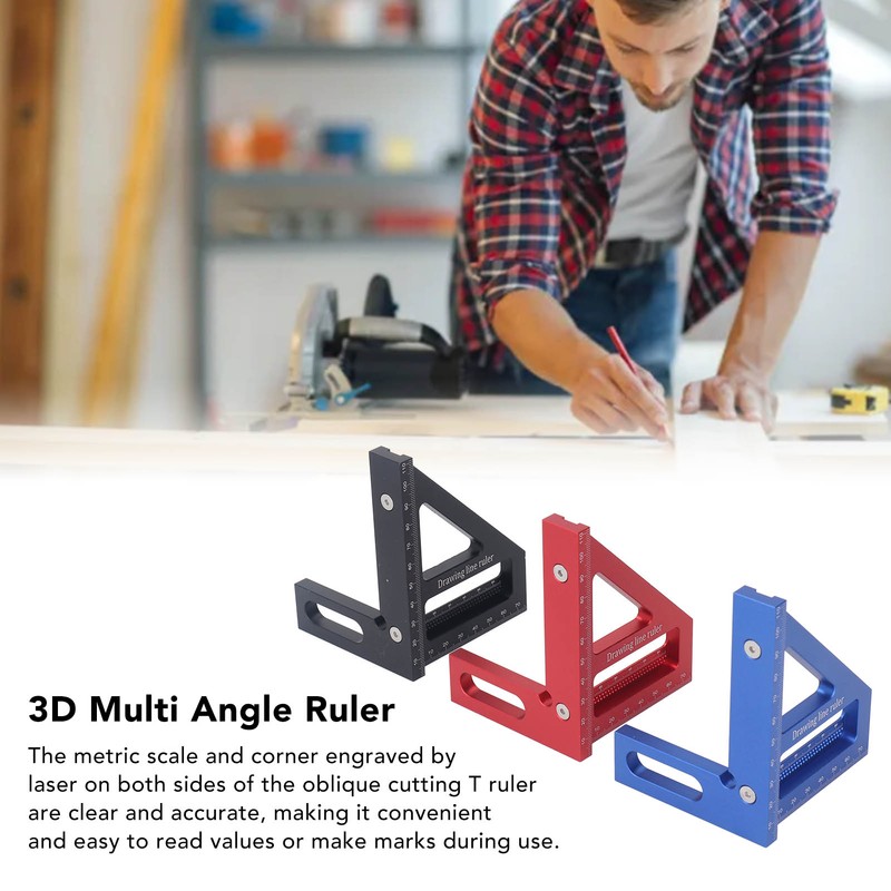 6Pcs 3D Multi Angle Measuring Ruler Aluminum Alloy 45 90
