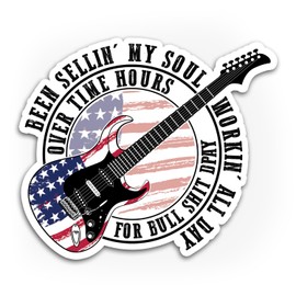 Rich Men North Of Richmond Sticker Country Music Western Cowboy Blue Collar Anthem Music Song Lyrics Circle Guitar America Flag Die Cut Vinyl Sticker for Tumbler, Helmet, Hardhat, Laptop