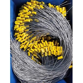 Leadseals 24" Steel Wire Cable Seals Tamper Resistant Security Tags Numbered Garden Marking Label Lock Strip Self-Locking Padlock Length 60 cm (Pack of 100pcs) (Yellow)