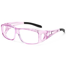 PUBOWT Fit Over Blue Light Blocking Computer Reader for Women Men Anti-Blue Light Filter Wrap Around Eyeglasses (Transparent Purple)