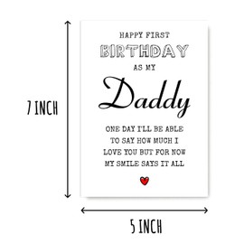 VLPGifts Happy First Birthday As My Daddy Card - Daddy Anniversary Card - Daddy Bday Poem Card - Birthday Card For Daddy, White
