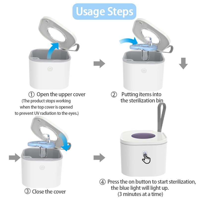 Portable Pacifier Sanitizer, Retainer Cleaner, UV-C Sanitizer Box Portable Case