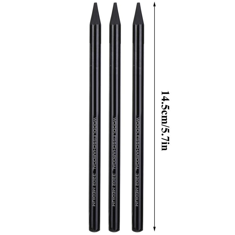 Pure Carbon Sketch Pencil, Professional Hard/Medium/Soft Woodless Charcoal Drawing Tool