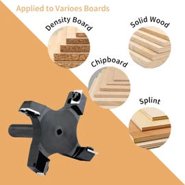 CNC Slab Flattening & Spoilboard Surfacing Router Bit, 1/2" Shank | 3 Inch 4-Wing Structure With 1° Angled Edge, Replaceable Carbide Inserts, Perfect CNC & Router Tool For Wood Slab Flattening