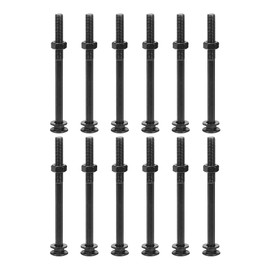 uxcell M10x130mm Square Neck Carriage Bolts with Nuts & Washers, 12Set 304 Stainless Steel Round Head Square Neck Coach Bolt Screws, Black