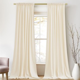 StangH Cream White Velvet Curtains 96 inches Long for Nursery Kids Room, Thick Soft Light Reducing Privacy Protect Window Drapes for Living Dining Room/Hotel/Hall, W52 x L96, 2 Panels
