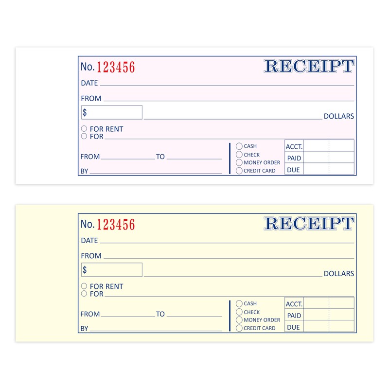 Case Receipt Book,2.75x7.2 Inches 2 Part Carbonless,Receipt Book with Carbon